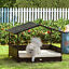 Elevated Wicker Dog House, Raised Rattan Pet Bed Cabana w/ Cushion, Canopy White 842525148276