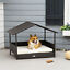 Elevated Wicker Dog House, Raised Rattan Pet Bed Cabana w/ Cushion, Canopy White 842525148276