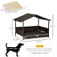 Elevated Wicker Dog House, Raised Rattan Pet Bed Cabana w/ Cushion, Canopy White 842525148276