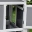 59&quot; Wooden Rabbit Hutch Playpen Bunny House with Sunlight Roof Ramp Tray Grey