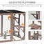 Cat Cage Wooden Pet Enclosure with Waterproof Roof, Platforms, Lock, Brown