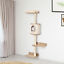 4-Level Wall Mounted Cat Tree Activity Play Center w/ Condo Bed Scratching Posts 196393066645