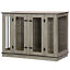 Dog Crate Furniture Side Table W/ Divider Panel 2 Front Doors Double Locks