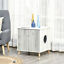 Wooden Cat Mess-free Litter Box, Wide Enclosure End Table w/ 2 Magnetic Doors 196393066744