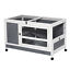 Wooden Rabbit Hutch Elevated Pet Bunny House with Slide-Out Tray Indoor Grey