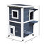 Outdoor Solid Wood 2-Floor Cat Condo Pet House Kitten Shelter with Window - Gray 842525142892