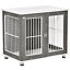 Wooden Dog Cage Furniture Style Pet Kennel Crate w/ Adjustable Foot Pads, Grey 196393066560