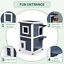 Outdoor Solid Wood 2-Floor Cat Condo Pet House Kitten Shelter with Window - Gray 842525142892