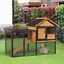 Outdoor Rabbit Cage Elevated Pet House w/ Slide-Out Tray, Natural Wood &amp; Black 842525165365