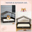 Elevated Wicker Dog House, Raised Rattan Pet Bed Cabana w/ Cushion, Canopy White 842525148276