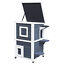 Outdoor Solid Wood 2-Floor Cat Condo Pet House Kitten Shelter with Window - Gray 842525142892