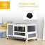 Wooden Rabbit Hutch Elevated Pet Bunny House with Slide-Out Tray Indoor Grey