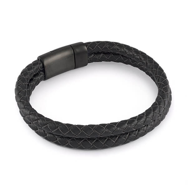 Italgem Steel Moderno Leather Bracelet